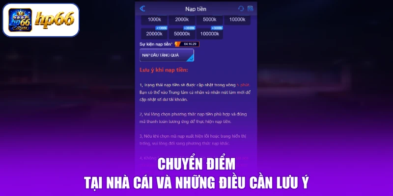 Chuyển điểm tại nhà cái và những điều cần lưu ý